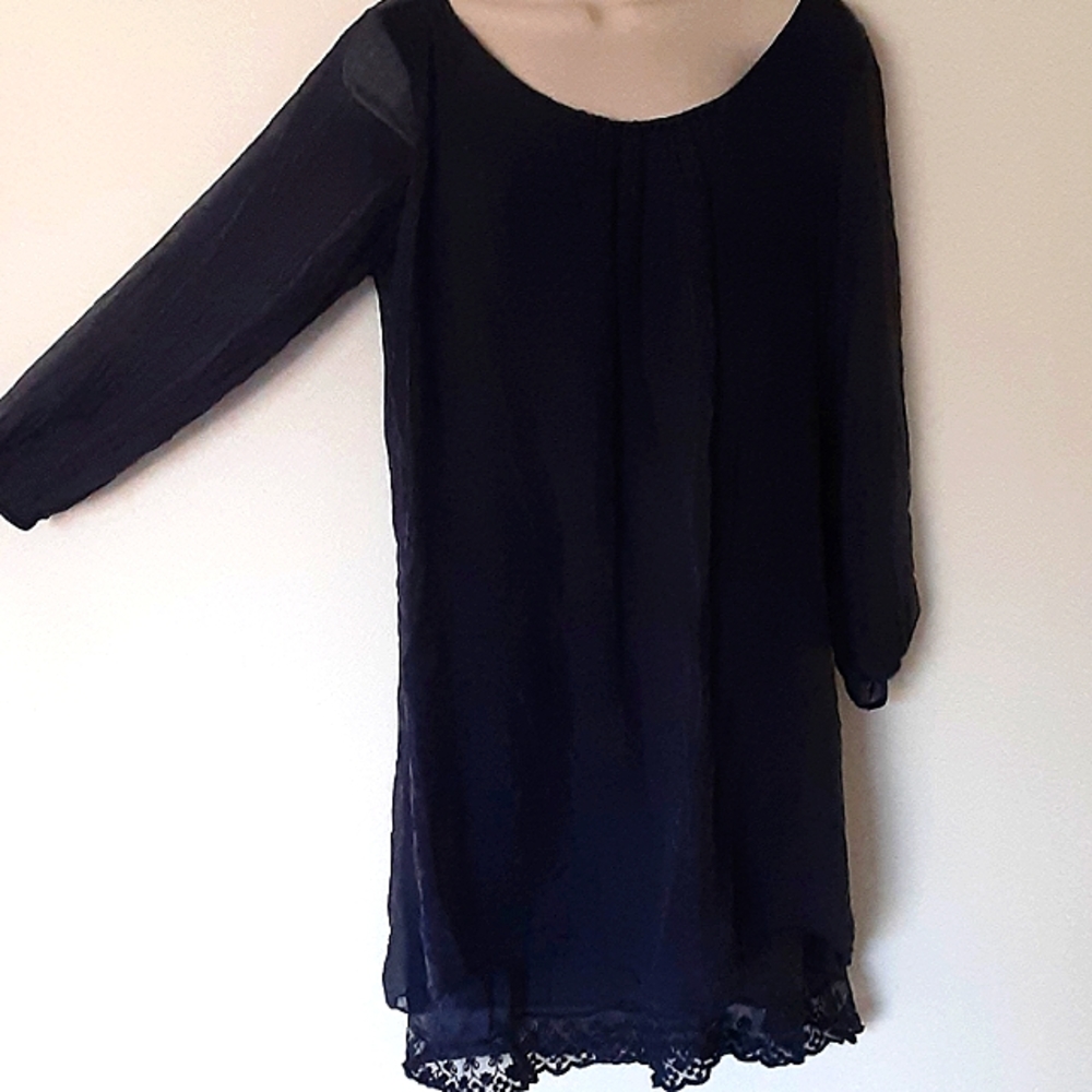 Silk  romantic dark blue dress, size S-M